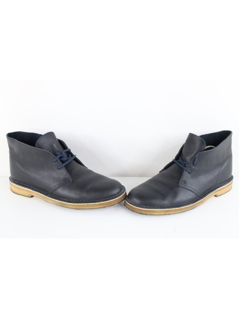 Vintage Clarks Originals Mens 10 Pebble Leather Desert Chukkas Boots Navy Blue